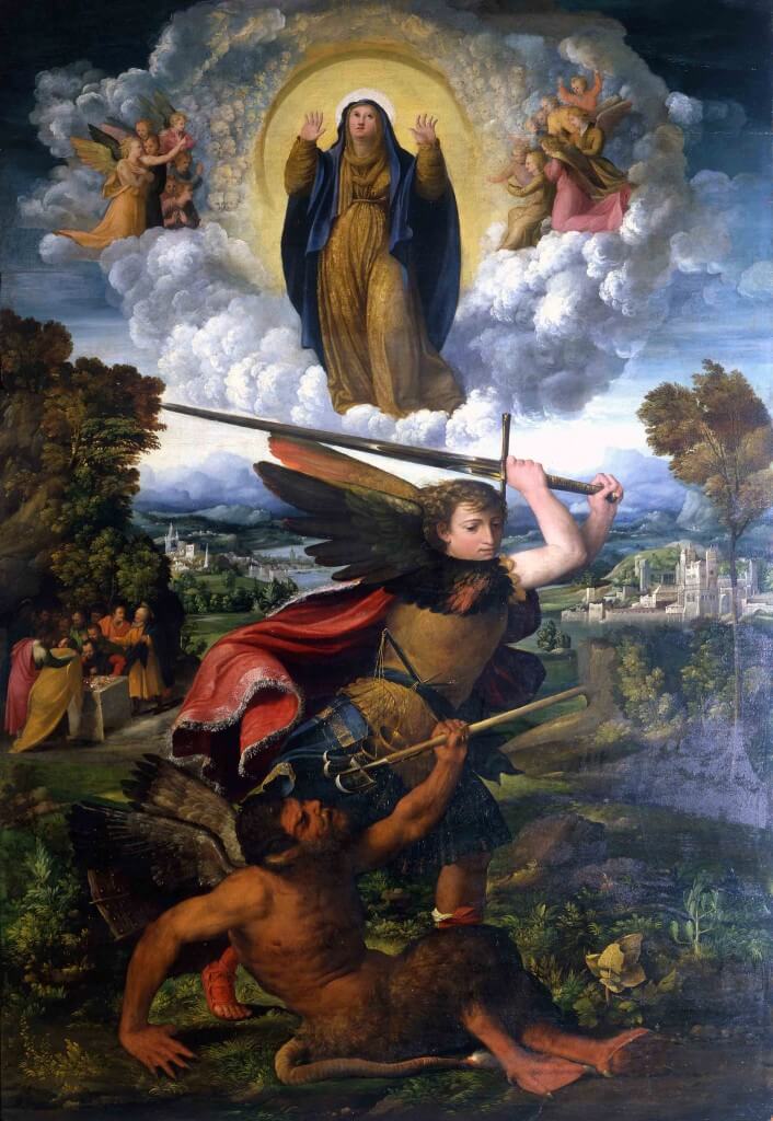 Virgin of the Assumption and St. Michael the Archangel by Dosso Dossi
