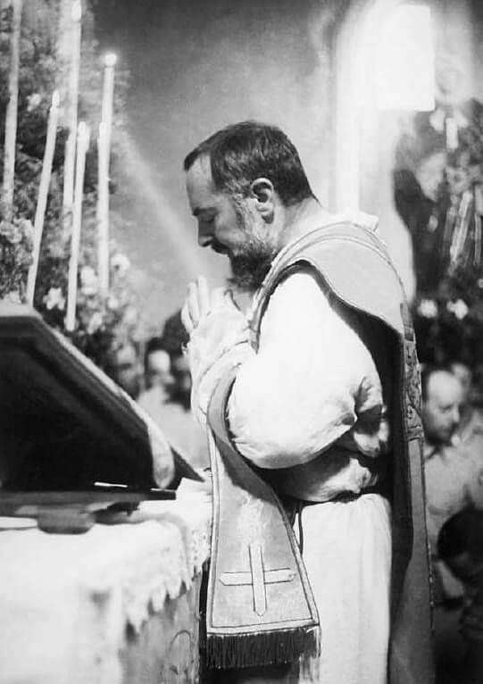 Padre Pio offers Holy Mass