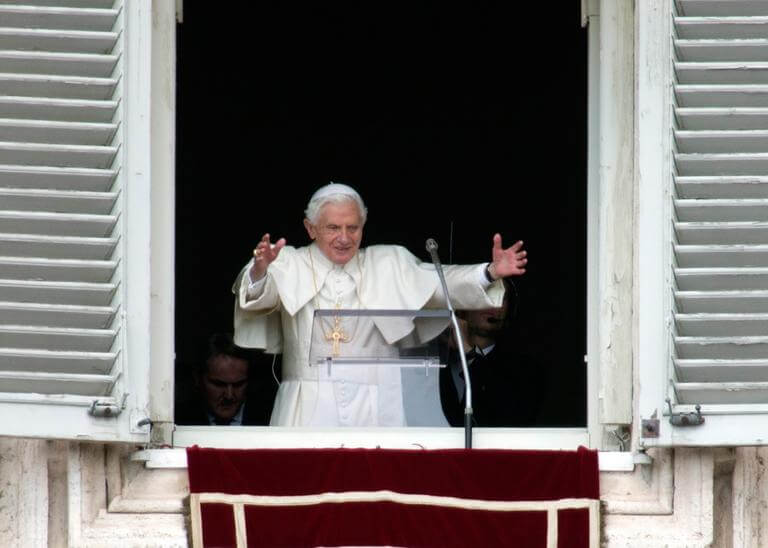 Pope Benedict during his last Angelus noon prayer