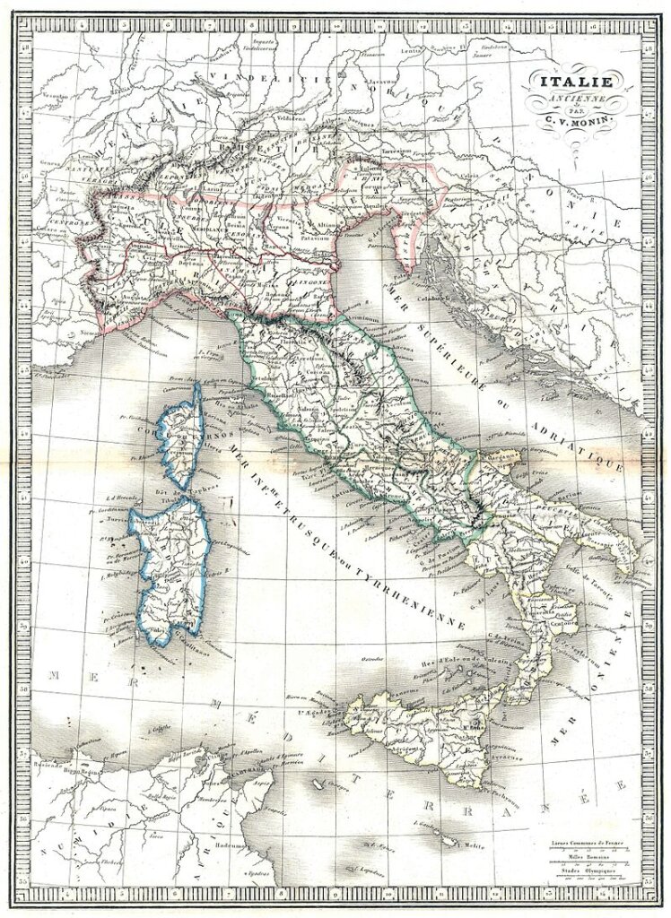 Old Map of Italian Peninsula