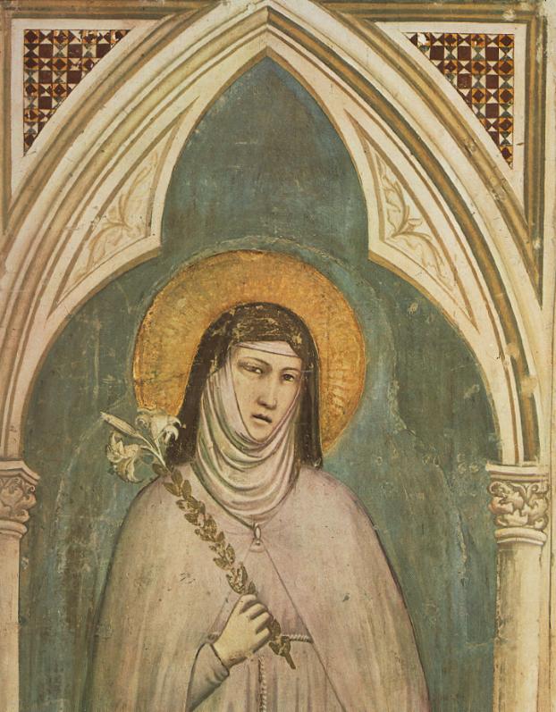 Fresco depicting Clare of Assisi holding a lily by Giotto