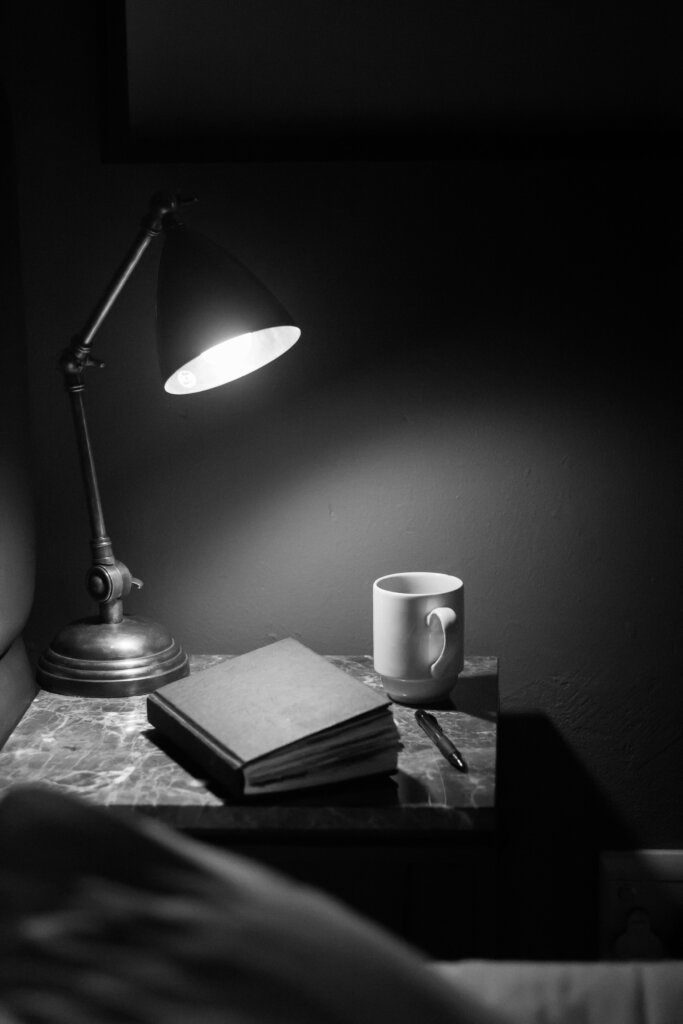 Nightstand with devotional book