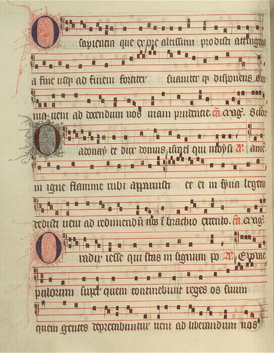 From The Poissy Antiphonal, a certified Dominican antiphonal of 428 folios from Poissy, written 1335-1345, with a complete annual cycle of chants for the Divine Office