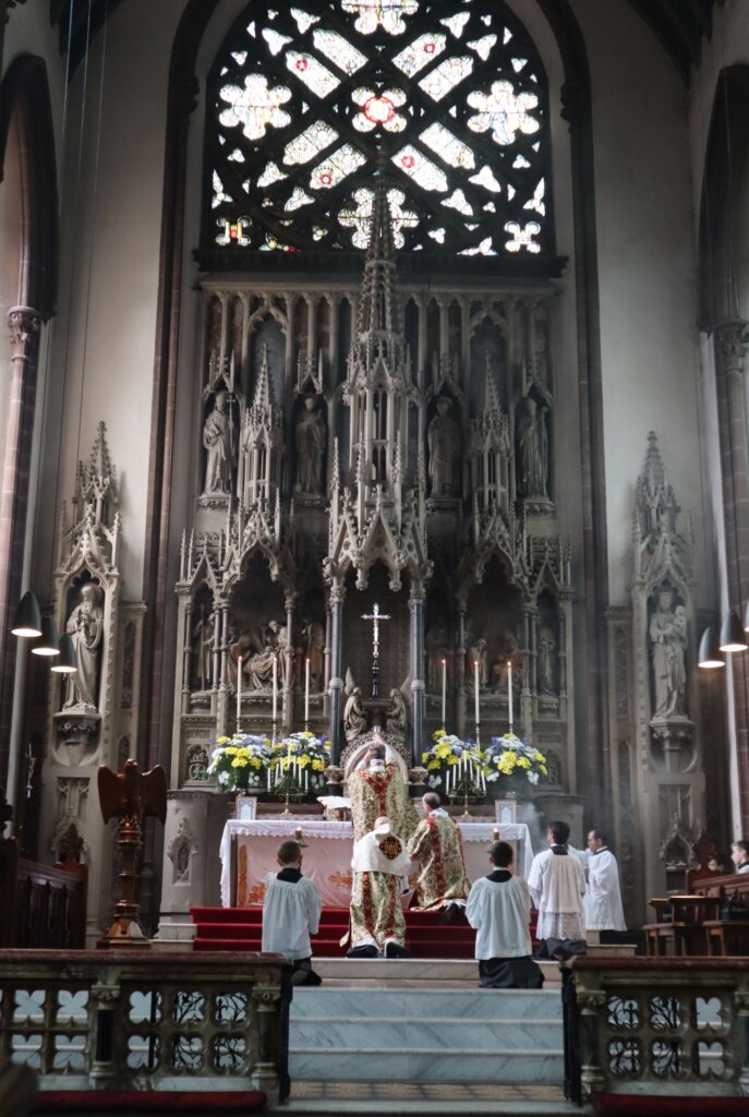 Celebrating a Solemn High Latin Mass at St. Mary's on the feast of Corpus Christi (photo by Bernadette Waddelove)